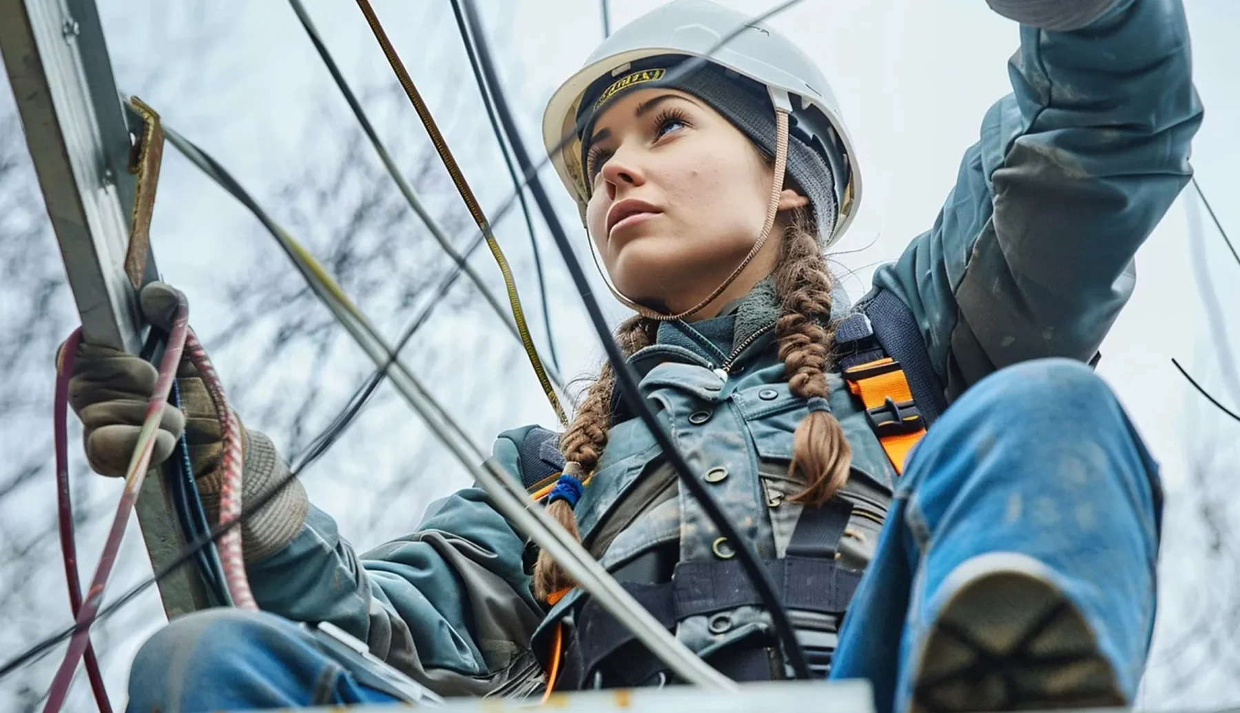 Vrouw aan het werk in electro-kabels