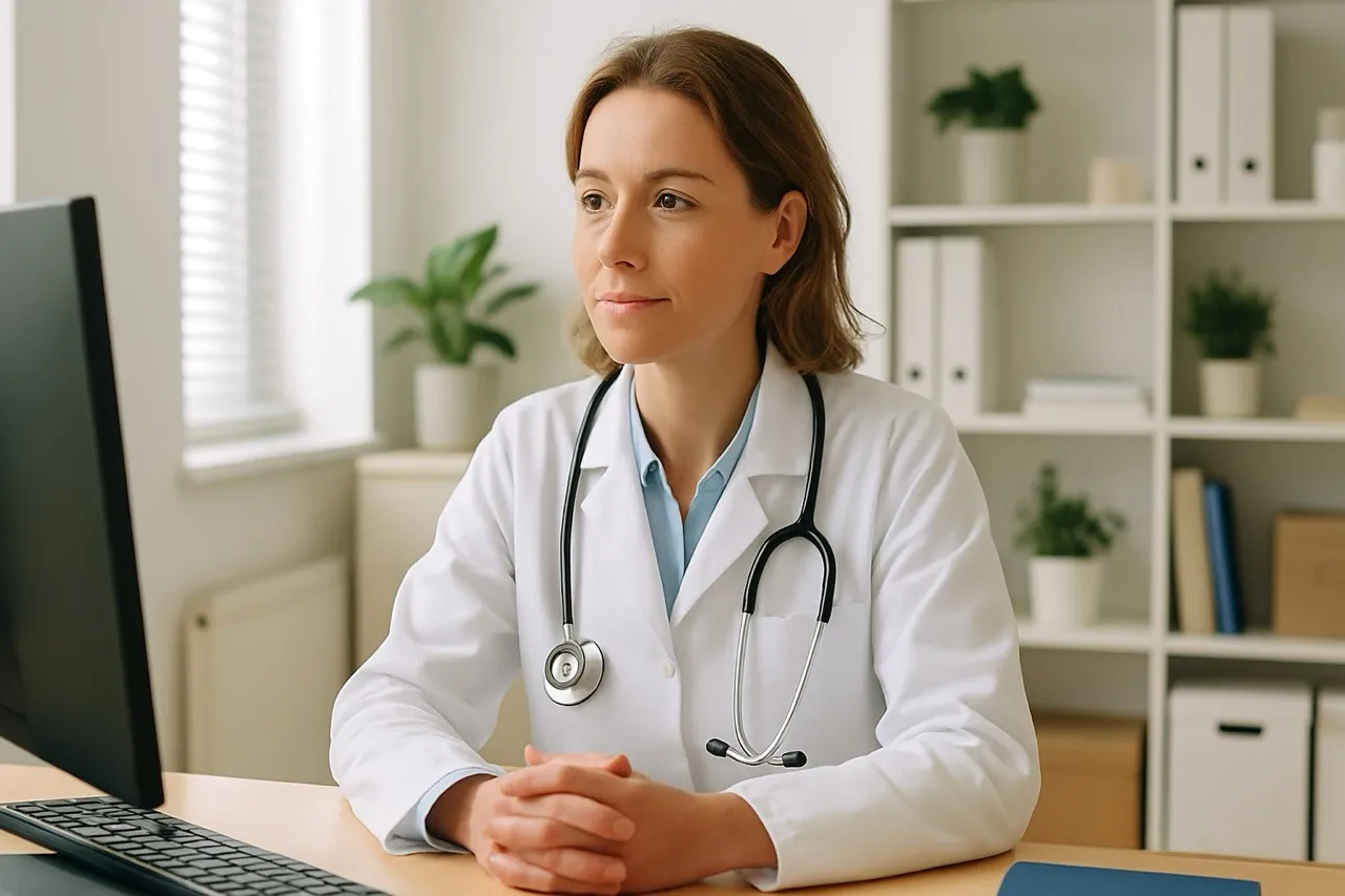 Huisarts achter het bureau